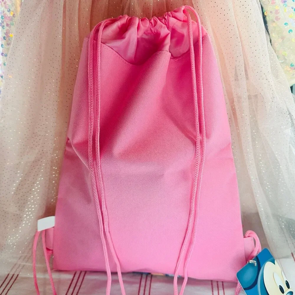 Disney Minnie Mouse Drawstring Backpack - Pink Drawstring Bag NWT and Wristlet